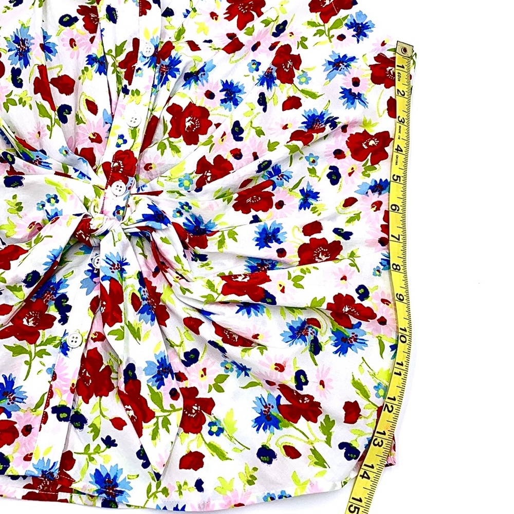 Veronica Beard Vea Tie Front Floral Halter Top Size 14 - Picture 13 of 15